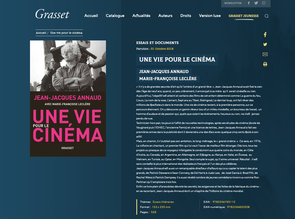 Mon #autobiographie est disponible également en format #numérique sur le site des <a href="/EditionsGrasset/">Grasset et Fasquelle</a>. Suivez le lien grasset.fr/livres/une-vie…