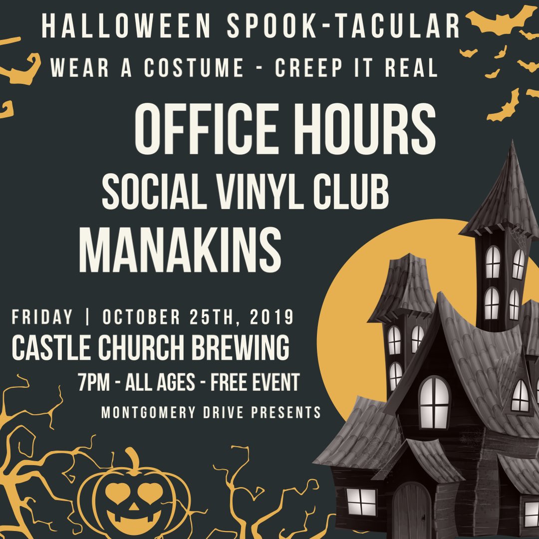 The Halloween Spook-tacular is 7pm TONIGHT at <a href="/ChurchBrew/">The Church Brew Works</a> with <a href="/OfficeHoursFL/">Office Hours</a>, Makankins, and <a href="/SocialVinylClub/">Social Vinyl Club | FL</a> - FREE and ALL AGES  - Creep it Real, Wear a Costume!

RSVP: facebook.com/events/6820902…