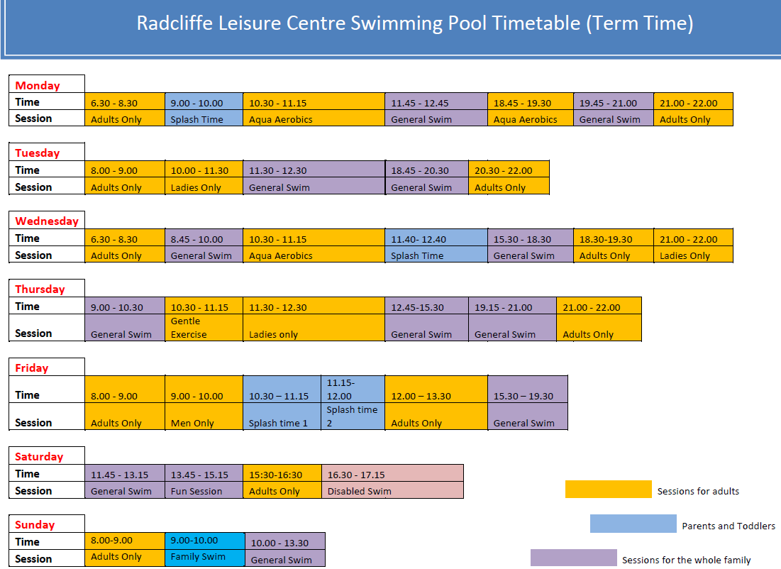 BuryLeisure's tweet image. NEW #SWIMMING TIMETABLE @ RADCLIFFE FROM MONDAY.

Slight changes to the #pool timetable during term time at Radcliffe Leisure Centre, see you there from Monday 28 October.

#fitness #SwimmingPool #GreaterManchester #Radcliffe #swim #ActiveLifestyle