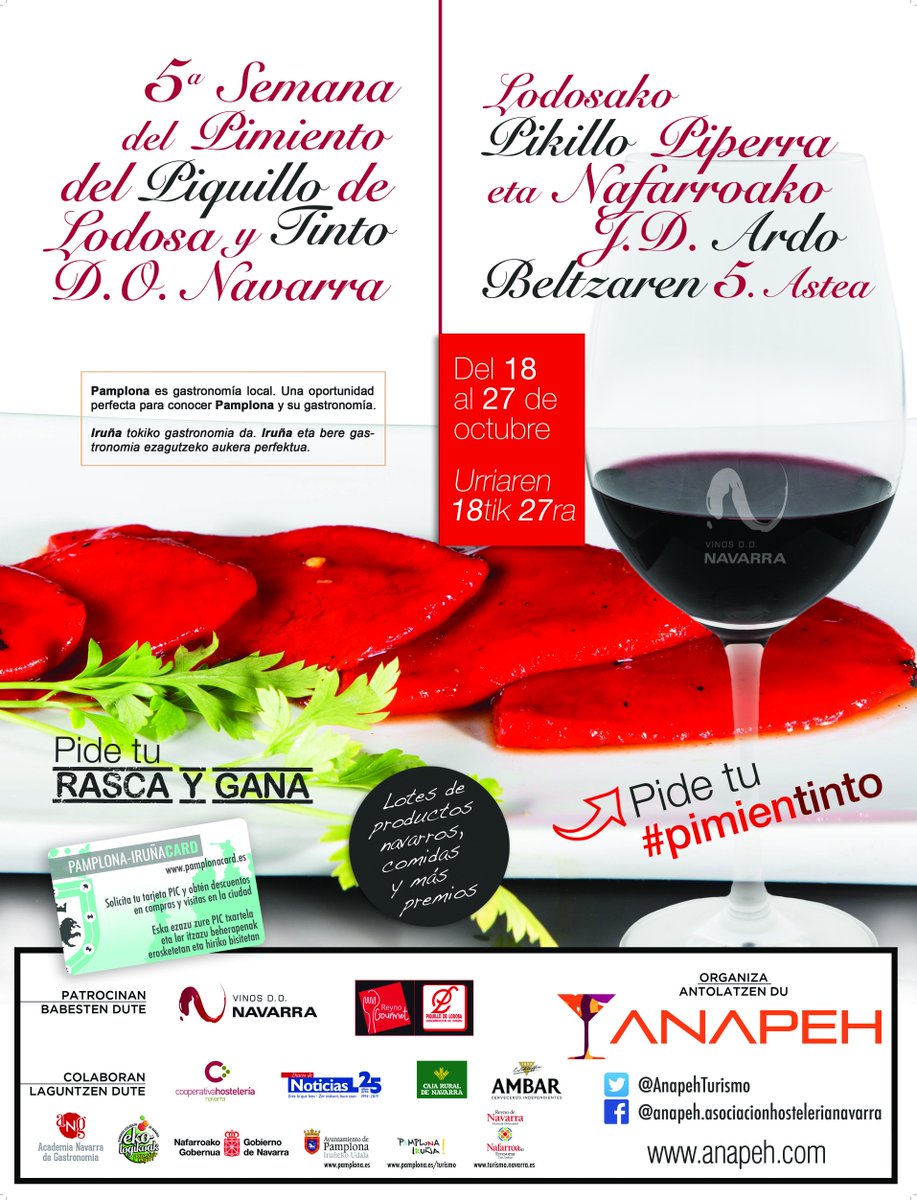 AnapehTurismo's tweet photo. Segundo y último fin de semana de #pimientinto
¿Qué mejor que probar cosas nuevas con productos de toda la vida?😍🍴🍷
@vinosnavarra  @Reyno_Gourmet @TurismoNavarra @VisitPamplona @PamplonaIruna https://t.co/4lorsuiIhw