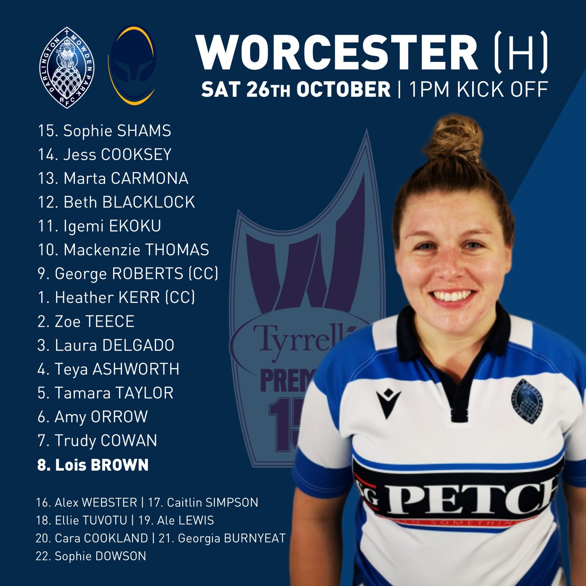 DMP_Sharks's tweet photo. TEAM NEWS - Here's your Sharks squad for tomorrow's @Premier15s home game against @WorcsWarriorsW!

Tickets available on the day priced at £2 for adults and FREE for U16s. #MowdenFamily #Premier15s https://t.co/7ZVT23noub