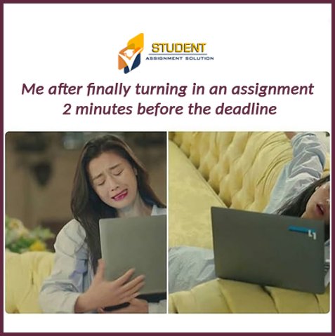 Assignment_365's tweet image. Situation of Students before Assignment Submission Deadline.
#Assignment #CollegeLife #StudentAssignmentHelp #FridayThoughts #Students
👇👇 GET FREE ASSISTANCE 👇👇
☑Contact No: +91-8287798605
☑Website: studentassignmentsolution.com
☑Email Id: info@studentassignmentsolution.com