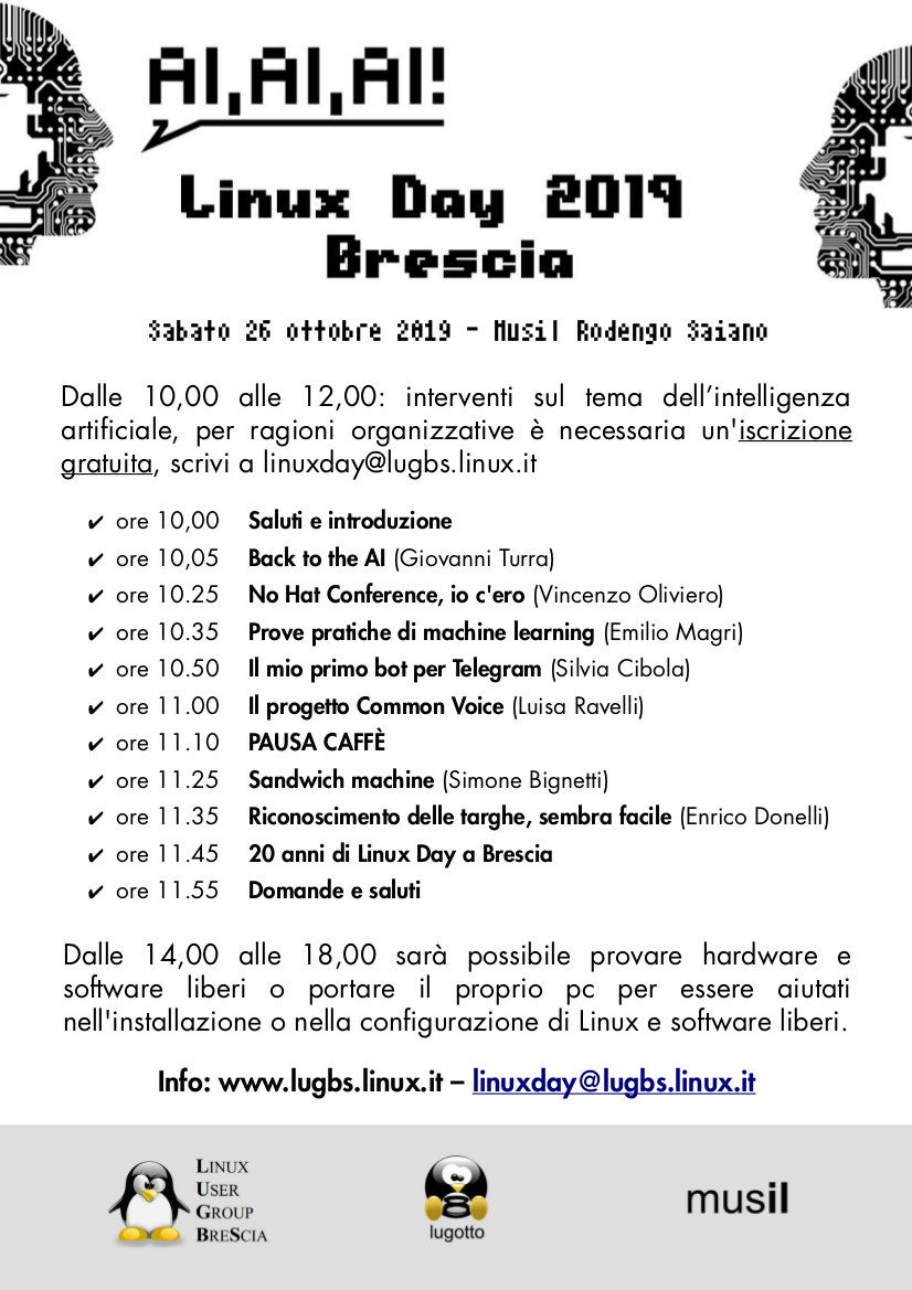 Vi ricordiamo l'appuntamento di domani 26 ottobre 2019 alle ore 10.00 presso il "musil - Fabbrica del cinema di Rodengo Saiano" per il Linus Day Brescia. 

ℹ️ Info: bit.do/feA3m

Programma ⬇️