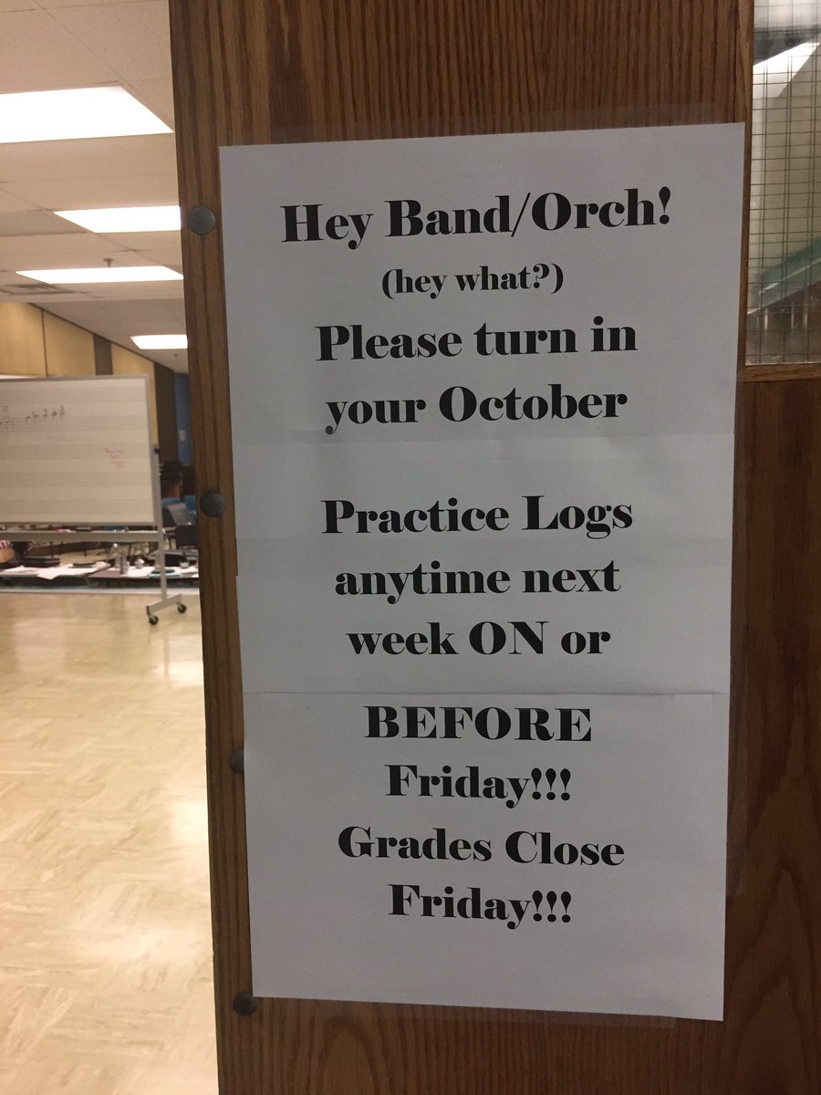 Hey instrumentalists at SMS! Practice logs are due!!! #nopainnogain