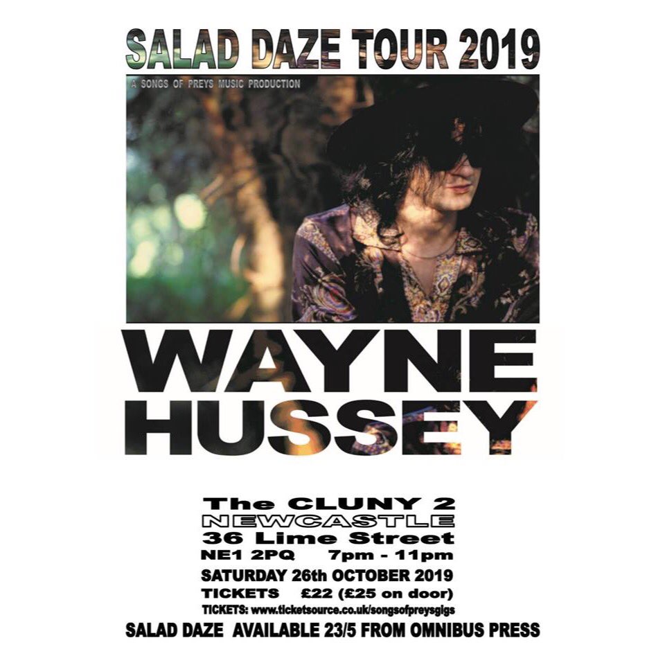 Tomorrow night! Former Sisters Of Mercy & The Mission member Wayne Hussey brings his solo acoustic show to Cluny² playing Mission classics & other material. Only a handful of tickets still available!

#waynehussey #saladdaze #tour #themission #sistersofmercy #thecluny #newcastle