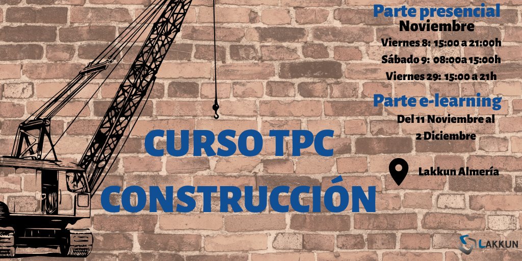 ❗️Formación #TPC 60h #Almería❗️
▶️Si estas pensando en dedicarte a la construcción pero careces de la #formación necesaria para trabajar o estas aumentando tu plantilla y ellos carecen de esta..
Es tu OPORTUNIDAD❗️
Reserva tu plaza en el 9502776311