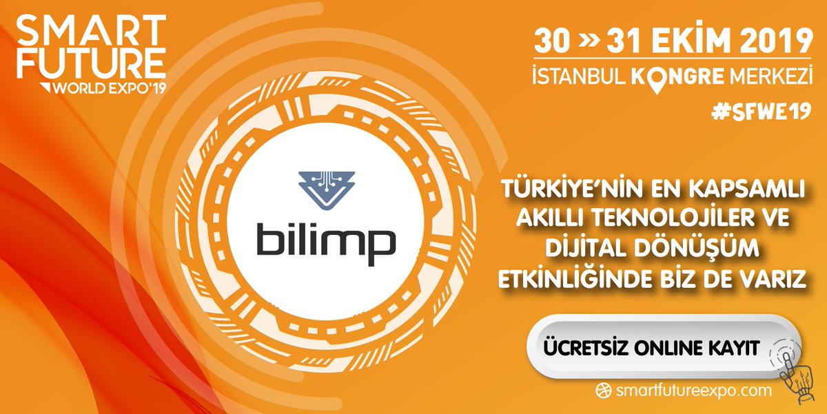 bilimpapp's tweet photo. Akıllı Teknolojiler Zirvesi ve Fuarı’ndayız!
#SmartFuture World Expo: #AkıllıTeknolojiler Zirvesi ve Fuarı 30-31 Ekim 2019 tarihlerinde İstanbul Kongre Merkezi’nde gerçekleştiriliyor. #Bilimp teknolojisiyle tanışmak için sizleri de bekliyoruz.
Stand No: A-136
#SFWE19 https://t.co/oYyFQc7q7D