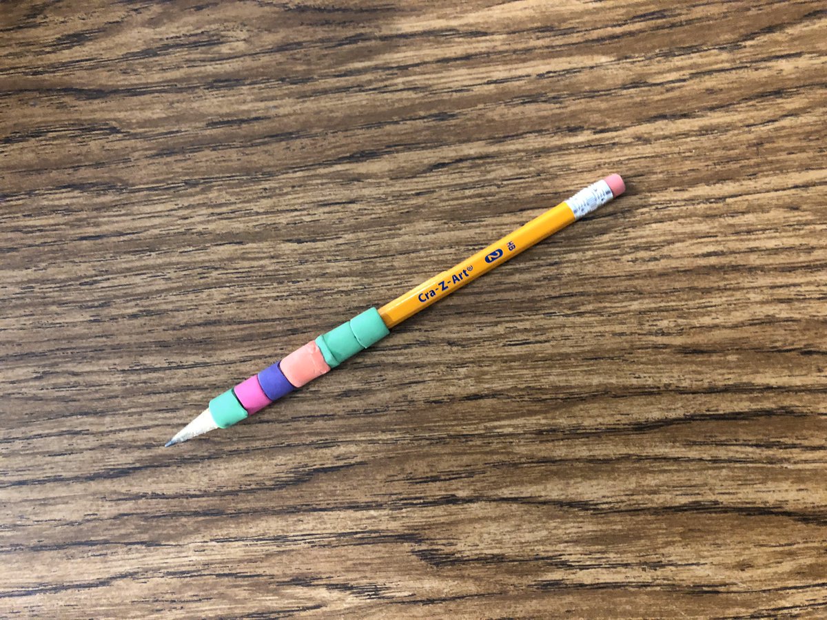 crlight10's tweet photo. Innovative pencil gripper.......so that’s where all my cap erasers went 🤔 #teacherprobs #boredteachers #teacherlife #teacherproblems #elementaryteacher https://t.co/15SvvOqfns