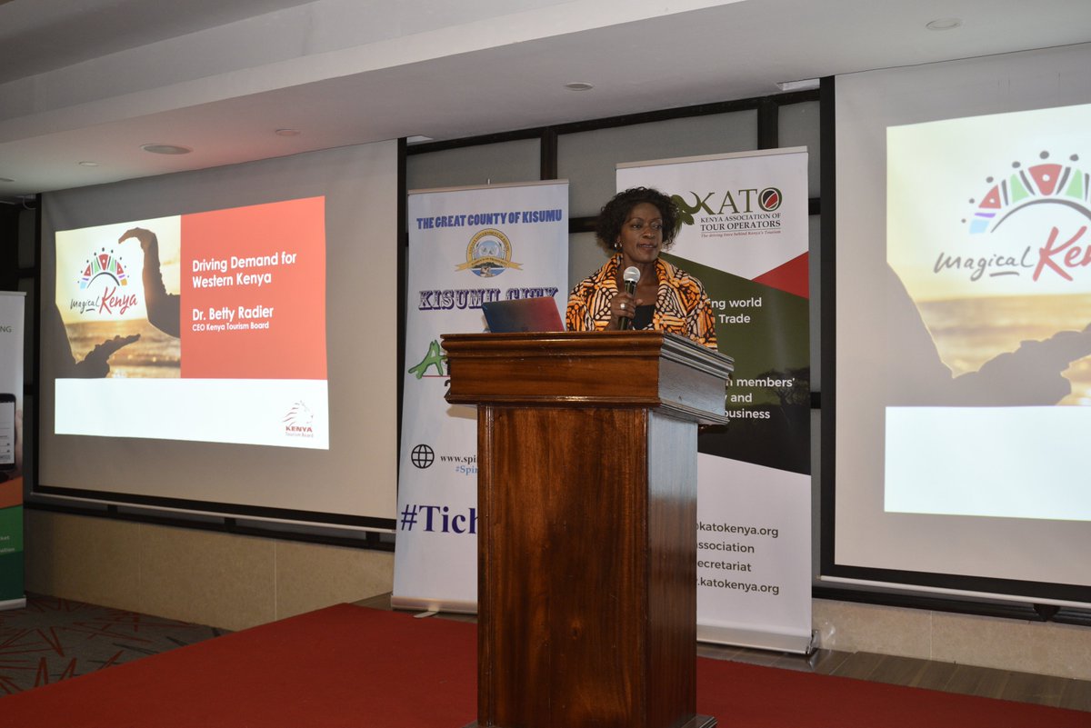 magicalkenya's tweet photo. KTB C.E.O @aabradier addresses tour operators in Kisumu. KTB is ready to market new tourism sites coming up in the regions in line with its strategic focus on diversity in products and experiences offering. 
#MagicalKenya #TembeaKenya #ComeLiveTheMagic https://t.co/jxRbtEVTUp