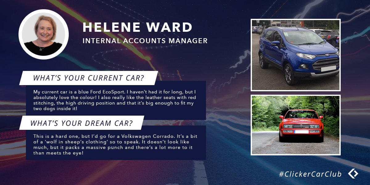 ClickDealerLTD's tweet photo. π Feature | #ClickerCarClub π
This week for episode 28, Internal Accounts Manager, Helene Ward discusses her love of her current car and a surprising but exciting choice of dream car. https://t.co/biDhJtkbrL