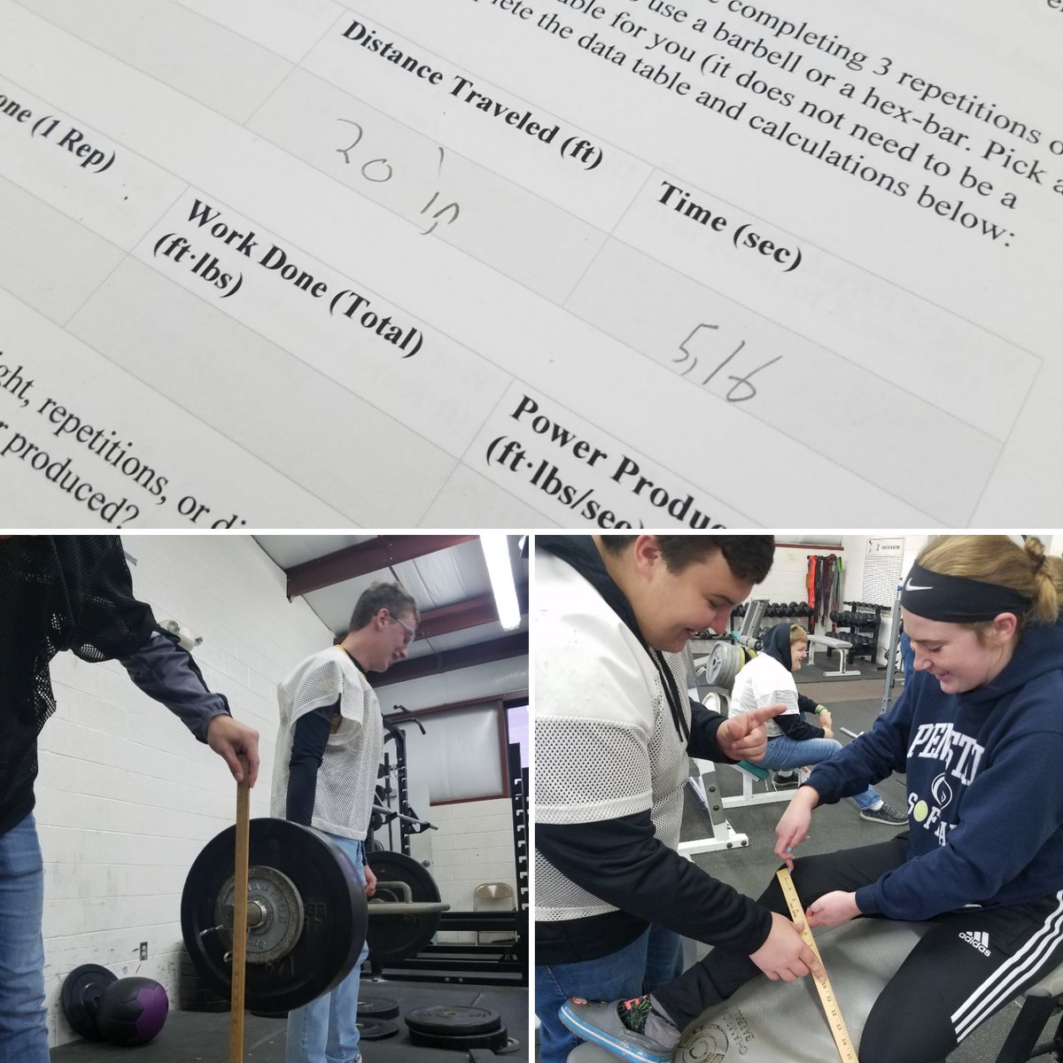 Exercise Science students apply physics concepts to movements commonly done in the Fitness Center. Students collected data on Force, Time, and Distance to determine values like Power and identify agonist and antagonist muscle groups. #MVTakingPride <a href="/MV_Knights/">Moshannon Valley SD</a>