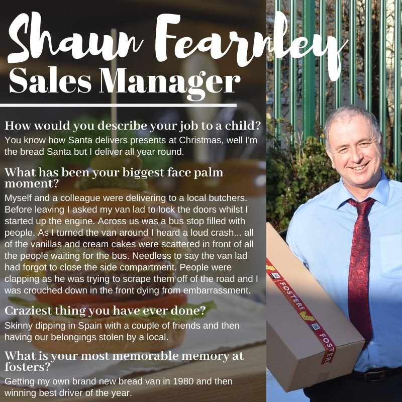 It's Friday, we made it!
'FOCUS FRIDAY' is a new feature coming to our social media. Each Friday we will be focusing on a particular topic in our bakery and this week we are kicking it off with a team edition! Meet one of our sales managers, Shaun Fearnley.
#MeetTheTeam