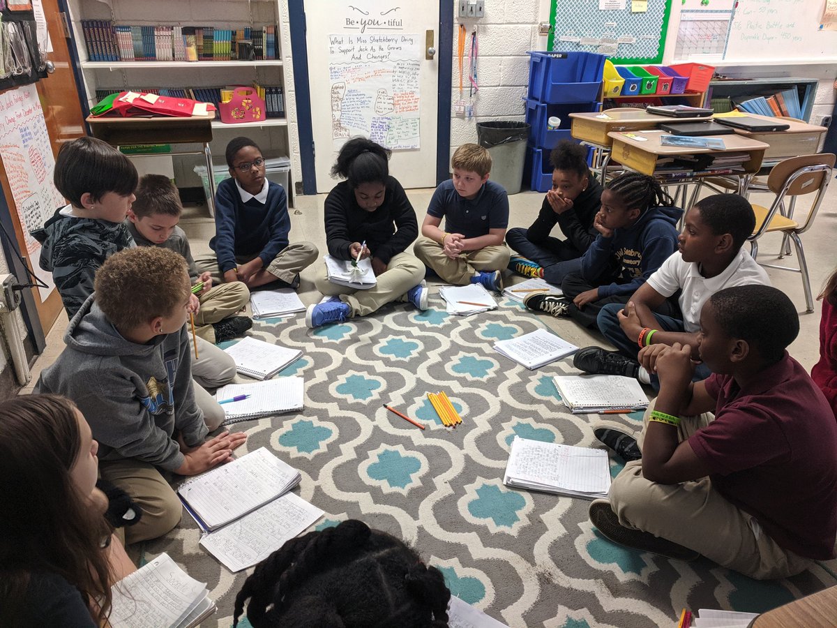 We had a fantastic Socratic seminar on Love That Dog yesterday. My Ss are really learning how to collaborate and have productive discussions 😁 <a href="/WitWisdomELA/">Wit & Wisdom English</a>  #seabrookbobcats #jwses4th