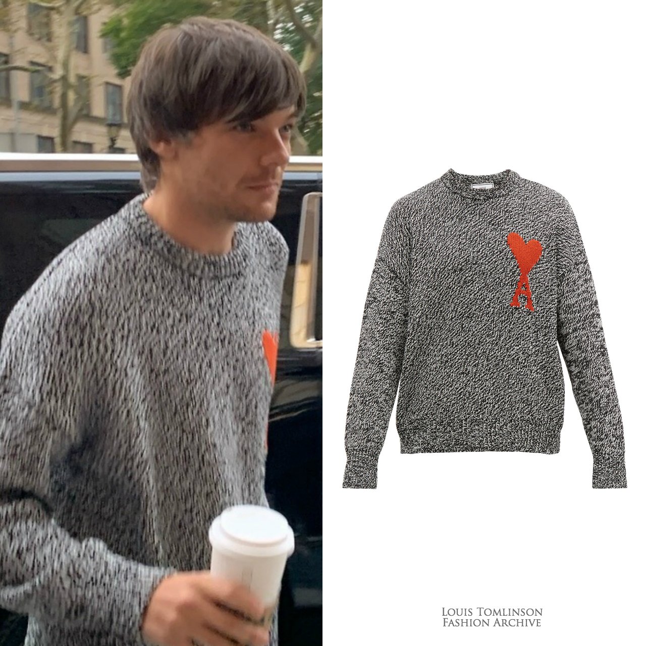 Louis Tomlinson Fashion Archive on X: 10/25/19  Louis wore an AMI  Logo-intarsia cotton-blend sweater ($406) in New York.    / X