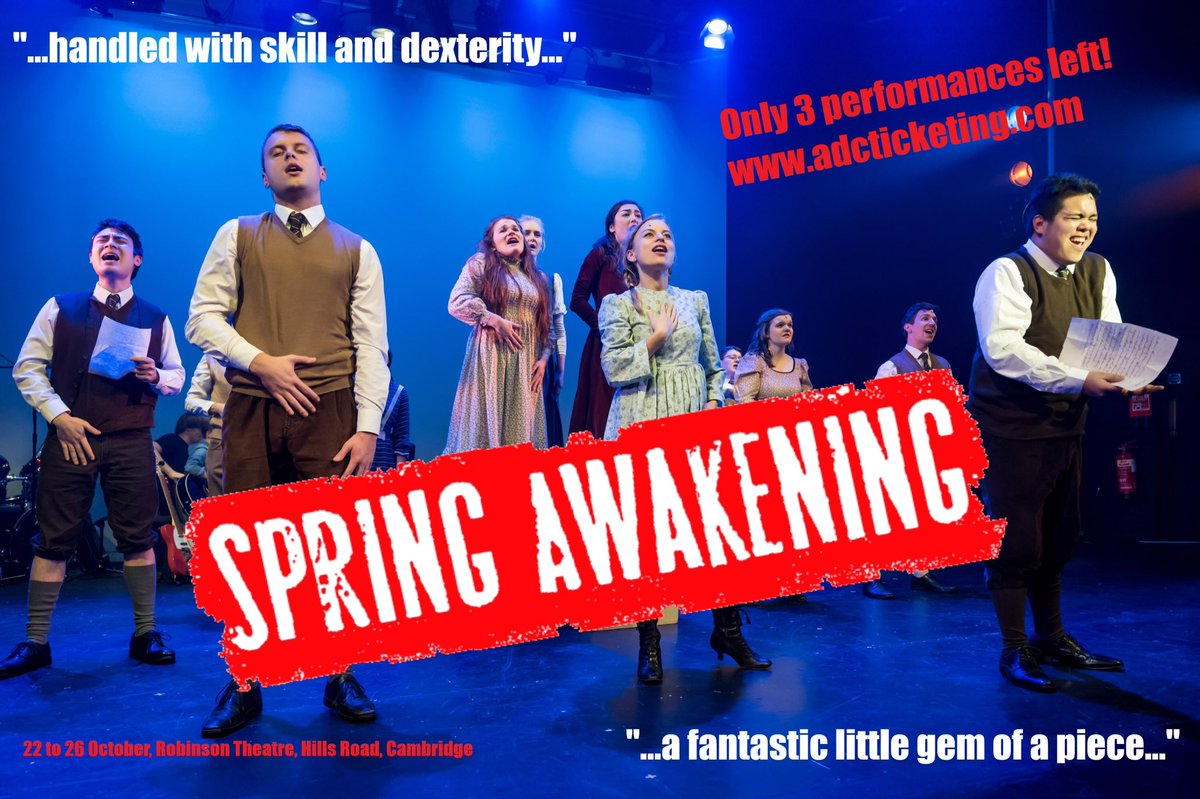 Just three more chances left to see this talented cast perform the award winning musical, Spring Awakening.  Book online at adcticketing.com/whats-on/music… or buy tickets on the door (cash only).