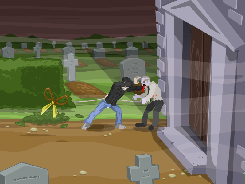 Enter the zombies!! ...Well, one, at least.

Basically, without a weapon all you can do is panic and push em away. 

#indiegames #gamedev