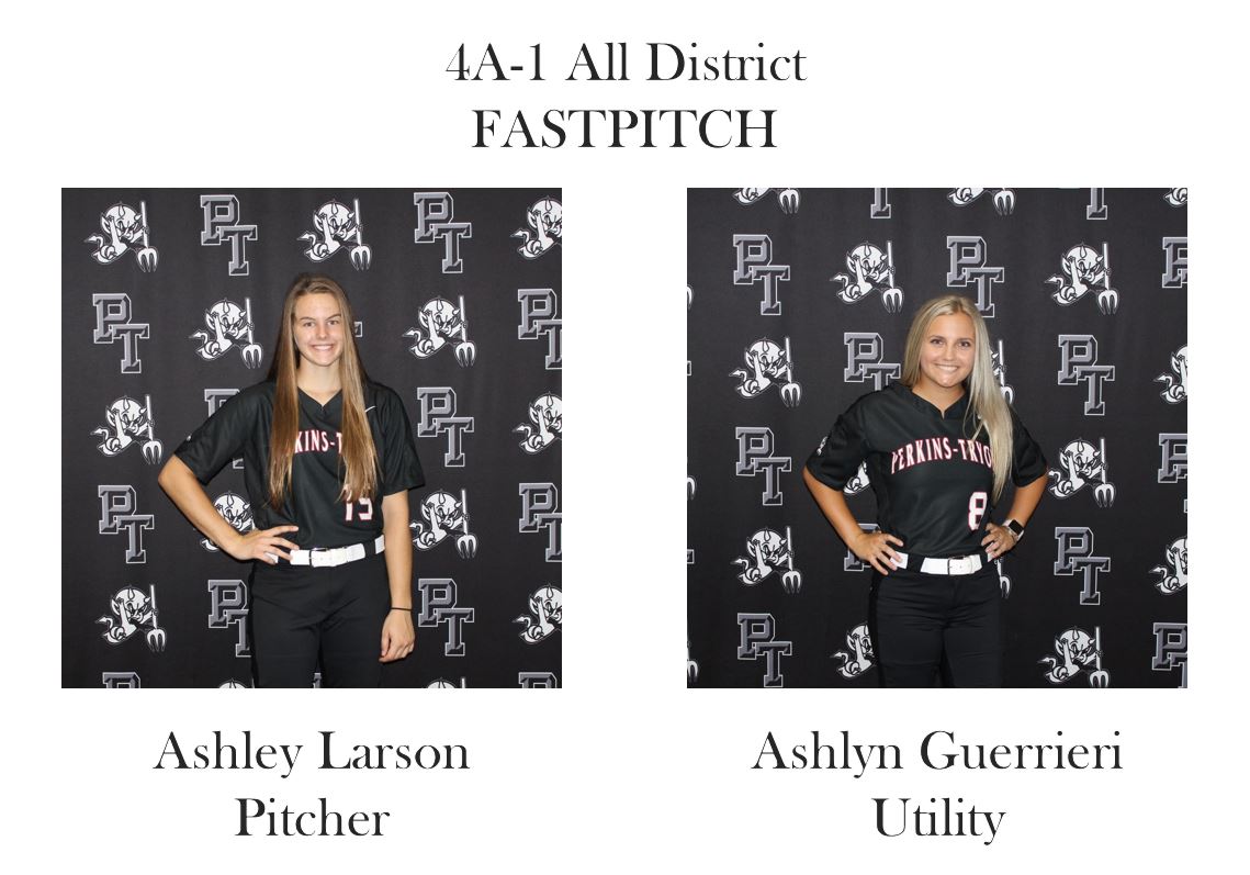 Congratulations to Ashley Larson and Ashlyn Guerrieri on their selection to the 4A - 1 All District Fastpitch Softball Team #PTDemons #DemonPride
