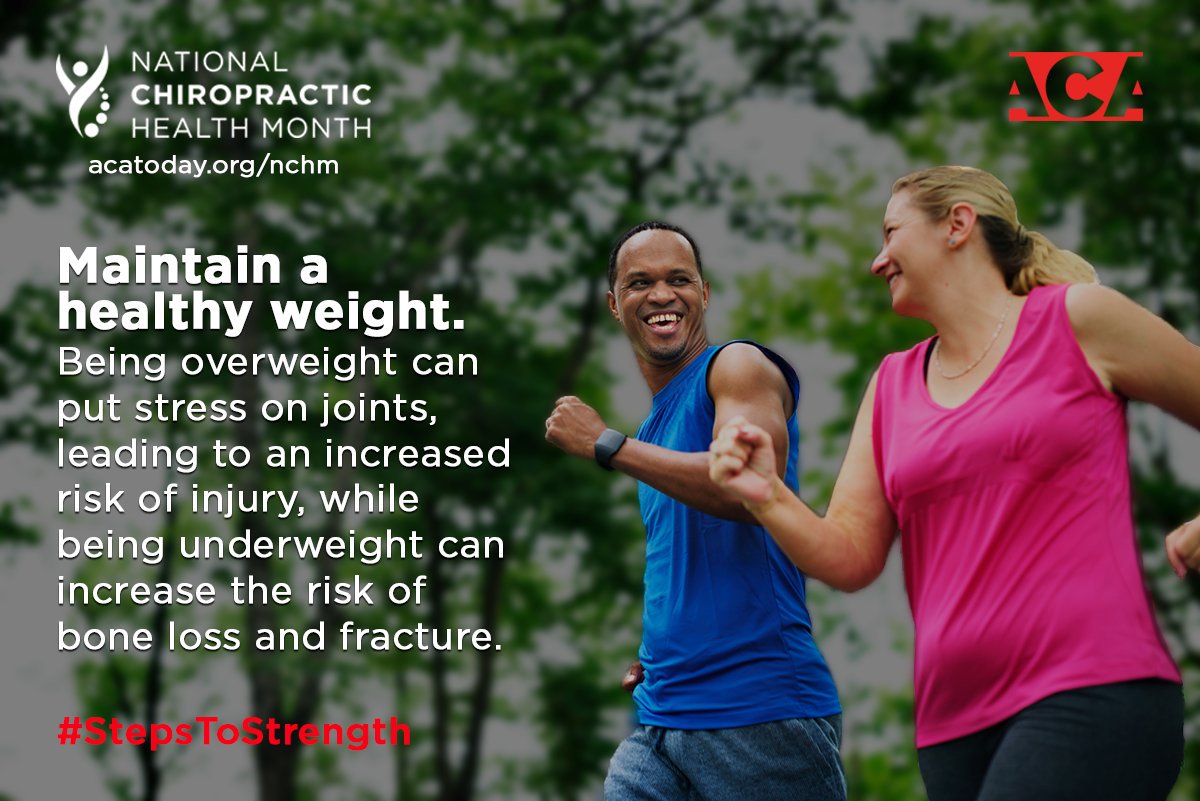 swickardchiro's tweet photo. Physical activity can not only help you lose weight and build strength, it can also reduce the incidence of low back pain and improve your mood. Take #StepsToStrength with @ACAtoday in October during National Chiropractic Health Month. https://t.co/HrWinGukDf https://t.co/YpGH7M5u6I