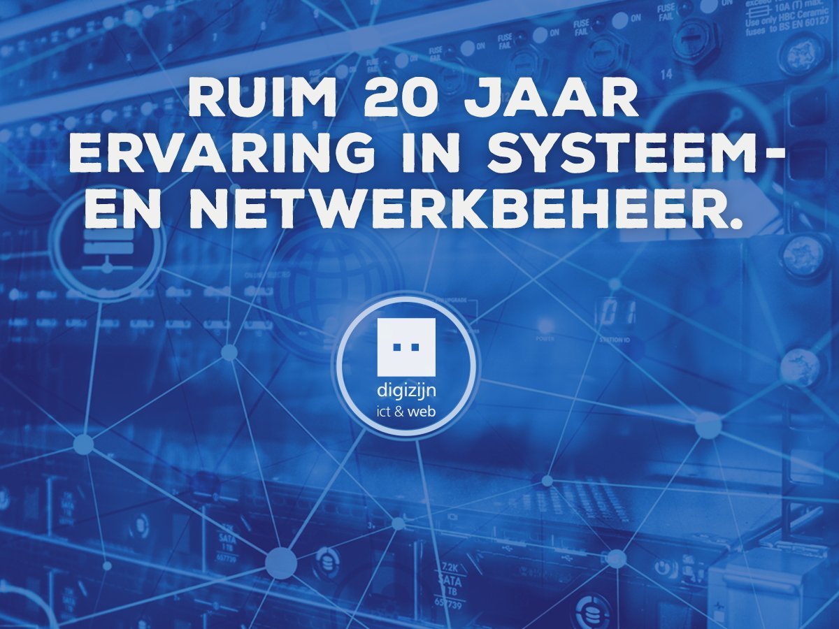 Hulp nodig bij systeem- of #netwerkbeheer? Onze ICT'ers staan klaar om te helpen.
Wij ontzorgen jouw #ICT-zaken volledig. Zo hoef jij je geen zorgen te maken en kan je door met waar je goed in bent.

Kom met ons in contact, bel naar 088 - 130 42 00 of mail naar info@digizijn.nl