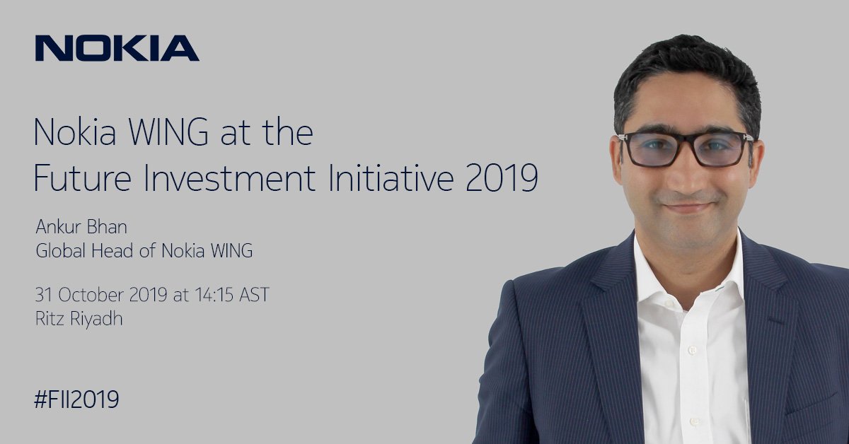 nokianetworks's tweet photo. If you ever wondered about the social and economic impact of mobile technologies, listen to our @ankurbhan talking about the endless possibilities of #IoT and #5G at @FIIKSA https://t.co/hP1zhc54qy 
#FII2019 #NokiaWing #IoT #InternetofThings #5G #innovation https://t.co/WFnE0LdxJw