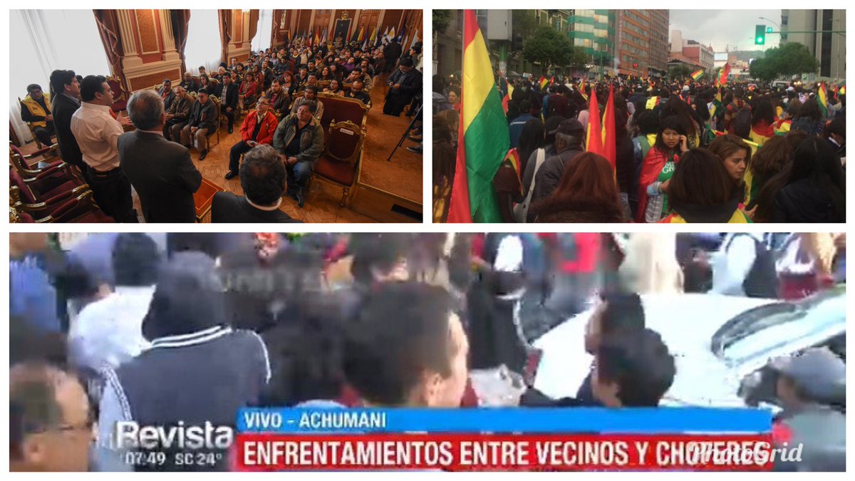 LuisRevillaH's tweet photo. Ayer la Asamblea de la Paceñidad resolvió mantener y reforzar todas las movilizaciones en paz. El paro pacífico empezó hoy en la zona sur y continuará el lunes en toda la ciudad. Lamentamos que grupos de choque y promotores del fraude traten de generar violencia. #NoALaViolencia https://t.co/SAFiUZf9jv