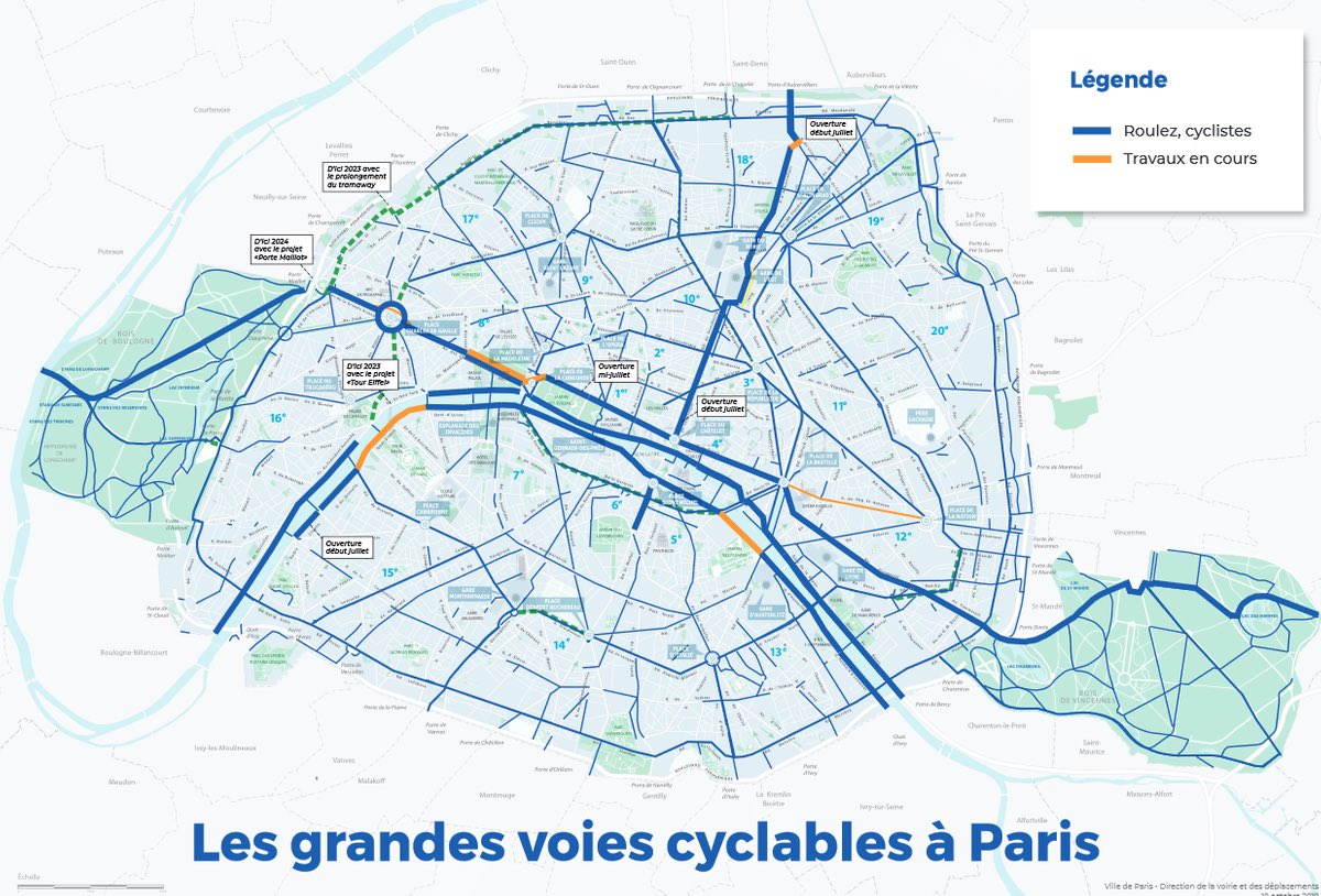 Des nouvelles pistes cyclables à #Paris ! Merci @Anne_Hidalgo 
#ParisEnCommun #ParisEnSelle #Vélotaf #Parissetransforme 
🌹🚲🌳🙌🏾
