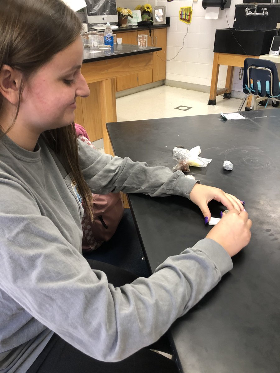 Part Two: students used #JASONLearning minerals lab, to guide them through the characteristics used to identify minerals. Students were able to identify 8 of the minerals they “mined”. #enviroscience #jasonlearning #shs #makescuencefun #relatetorealworld