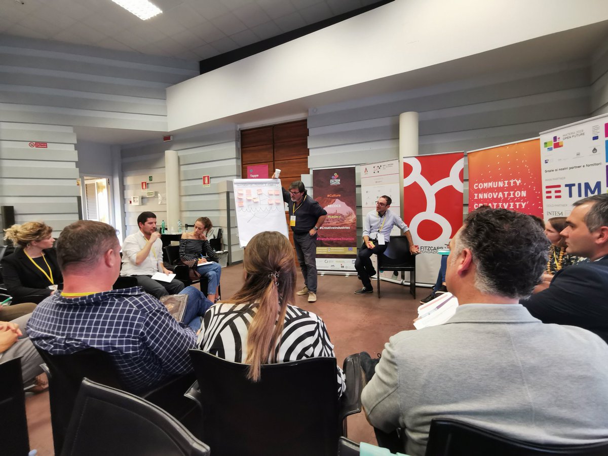 materahub's tweet photo. #Artlab19 goes on in #Matera with a 3 groups workshop analyzing 'Transformative tourism and #ECoC', 'ECoC and CCIs' and 'ECoC and their legacy' @ECoC_SME @CulTour_capital @interregeurope https://t.co/TcoHc6PN8Z