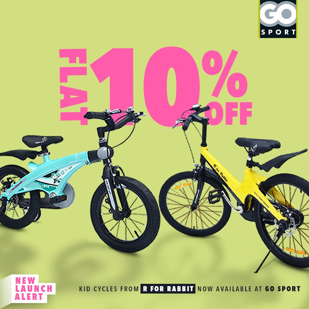GOSportIndia's tweet photo. Kidsโ Ride Out!
Give your kids a fun ride from our dashing range of innovative bicycles from R for Rabbit.
Get an exclusive 10% off as new launch discount!
Location: @FShantiniketan, Bangalore | @SGCMall, Navi Mumbai
#GOSport #CycleOffer #Mumbai #Bangalore #ride #cycling https://t.co/DybQpl0wnd