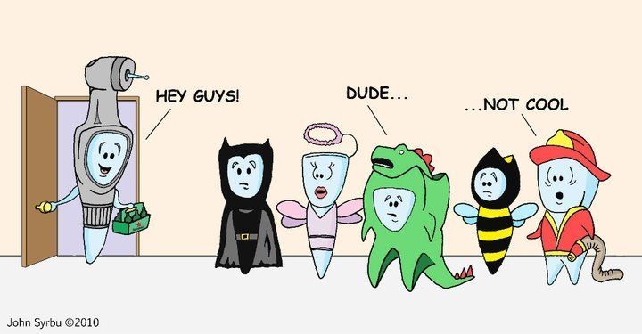 dotbylynn's tweet photo. Scary #Halloween costumes for teeth. 🤣 😂 https://t.co/quDTcU5fsk
