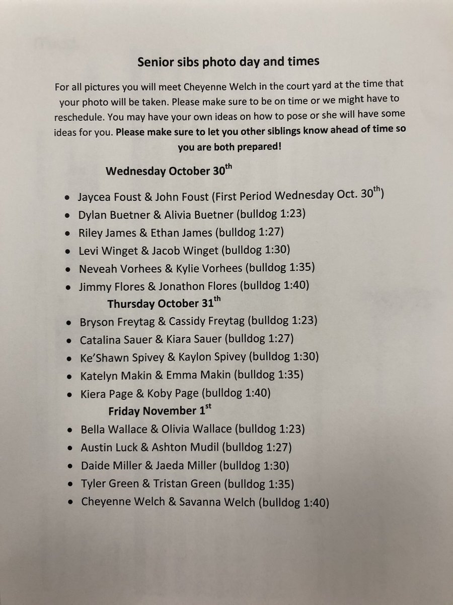 elida_yearbook's tweet photo. Here is senior sibs info. If you signed up in and you are in band or attend Apollo your name is not on here because those photos will be taken at a different time. https://t.co/FwWlSWmjkr