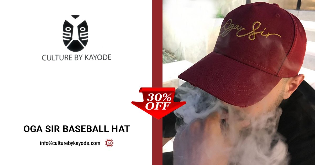 ByKayode's tweet image. 📣 📣 Save 30% on Oga sir baseball hat. Shop online at CULTURE by Kayode. 🎁🎁 🎇 🎇

Click here for more details.👉bit.ly/2JepY09 👈

#africanclothing #africangarments #mensafricanfashion #africanfabric #ankaradesignstyles #streetwear #StreetFashion  #MensFashion
