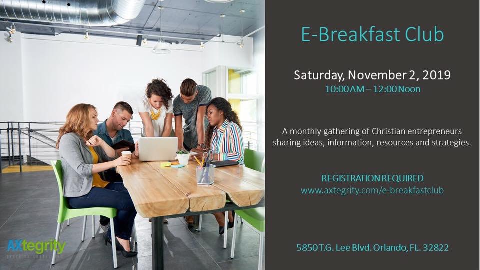 Axtegrity's tweet image. Don’t forget to register for this month’s E-Breakfast! You won’t want to miss it! 🗣

Saturday November 2nd, 2019 | axtegrity.com/e-breakfastclub