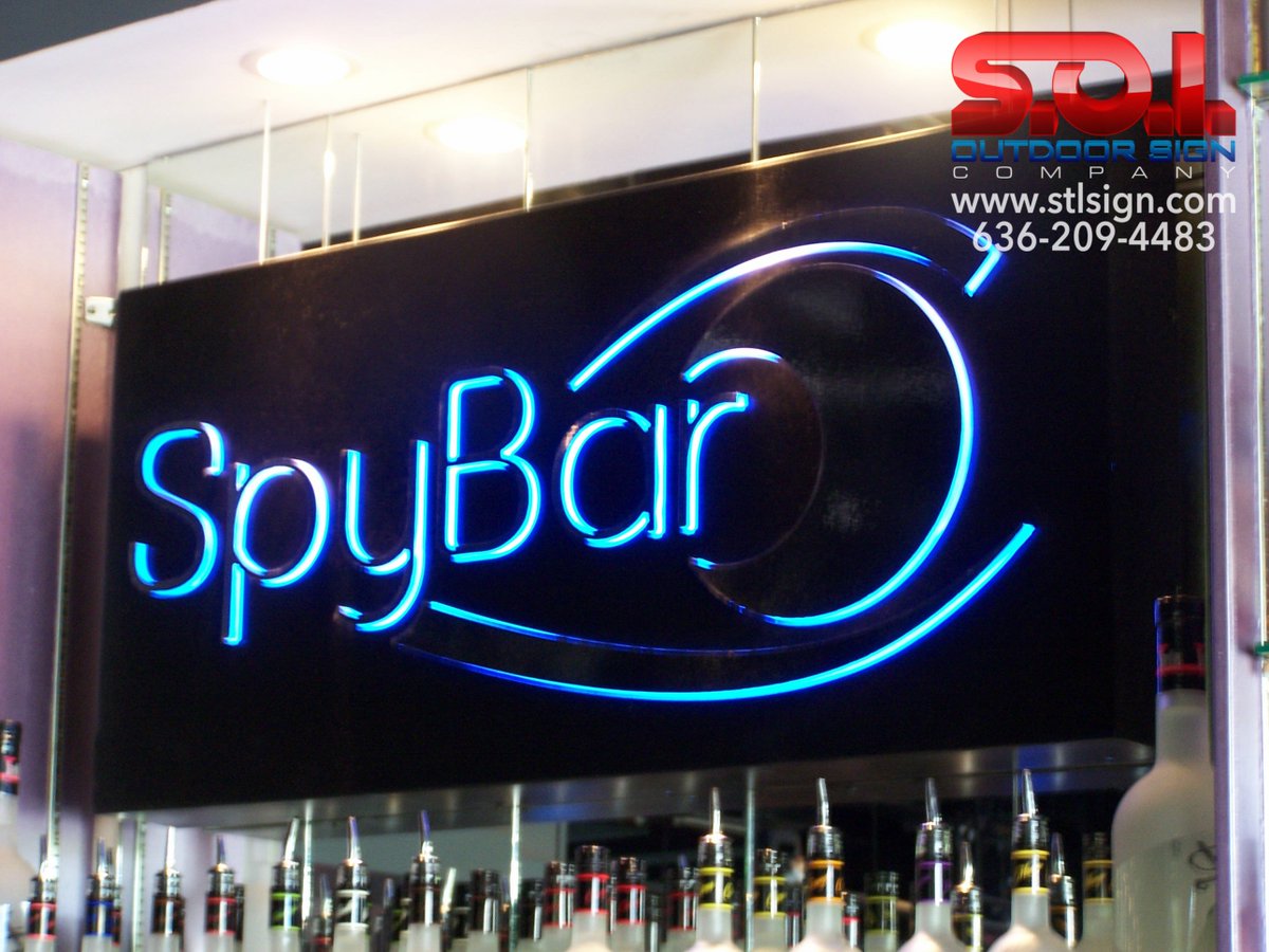 Source4Signs's tweet image. Wall sign we did for SpyBar. Wanna party? 💃🍷

#spybar #ofallonmo #Missouri #wallsign #indoorsign #interior #led #leddisplay #lightbox #channellettersign #signmaking #signdesign #customsign #signage #signinstallation #Source4Signs #SOIsign