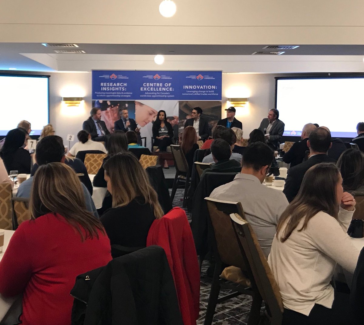 clacunion's tweet photo. Day 2 of @CAF_FCA's National Symposium on Preparing Youth for Careers in the Skilled Trades. Great discussion panel on engaging youth and promoting skilled trades. #CAFevent #skilledtrades #apprenticeship https://t.co/32XeUbAq85