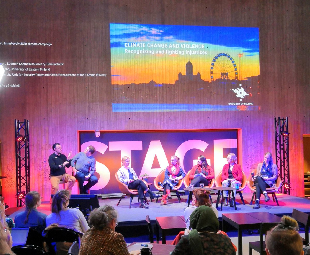 At the panel on climate change and violence.

Huge percentage of remaining biodiversity is located on indigenous lands. Violence against indigenous people (e.g.Standing Rock) concerns everybody for this reason too.

#OnViolence2019 #ClimateEmergency