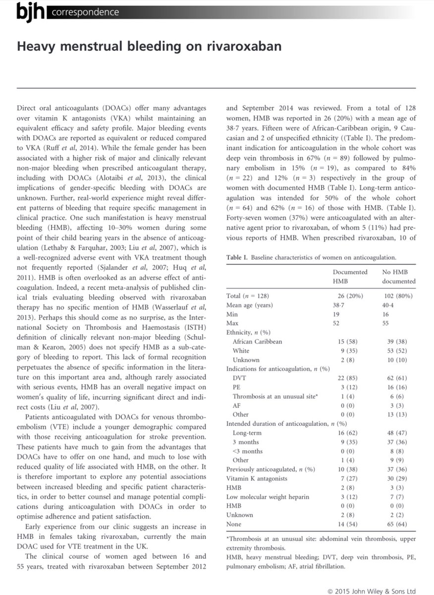 fibroidsupport's tweet image. Yes Dr Counselling is needed for women on the effects of anticoagulants (blood thinners to reduce blood clots) on menstrual bleeding. It should be part of patient history taking to review current medications before treatment @RCObsGyn @drhumki @WileyOBGYN onlinelibrary.wiley.com/doi/pdf/10.111…