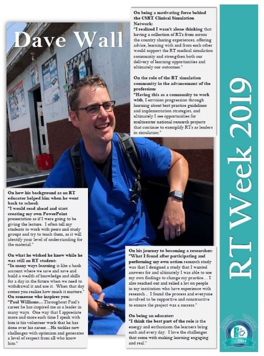 CSRT_tweets's tweet photo. Happy #RTWEEK2019! New this year: "Inspiring RTs". We will feature three leaders in the profession throughout the week, and others throughout the year. Check out today's inspiration: Dave Wall, from Ontario: https://t.co/PHvdjxyJb1 https://t.co/TvHWQADuKg