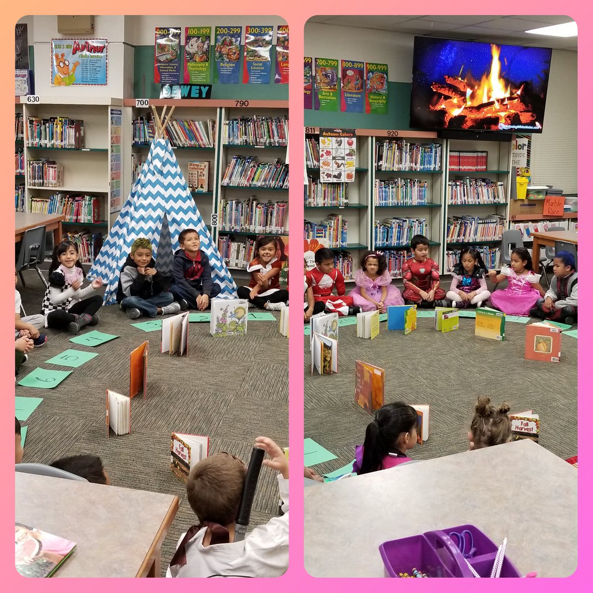 baltaot's tweet photo. Campfire in the library Mrs.Nethaway you're  the best!!!  @KNethaway  @PCES_Panthers  #ChooseGarlandISD  #gardenday https://t.co/lv7kWB9sPB