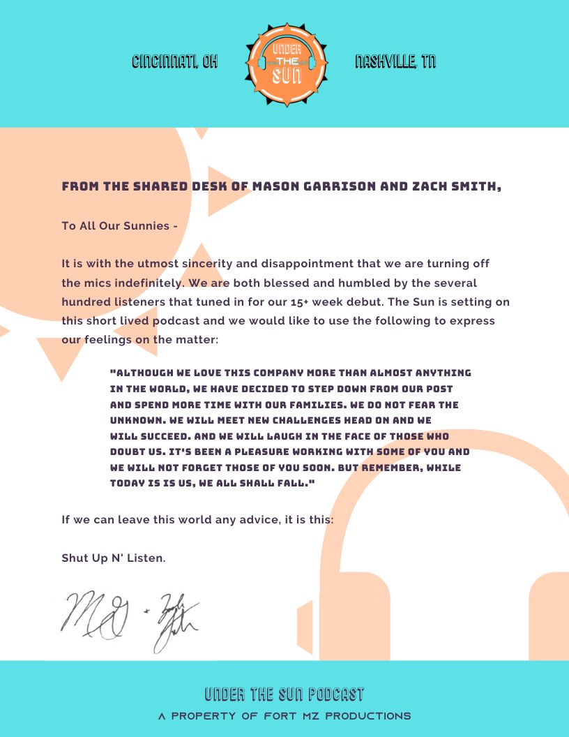 Under The Sun Podcast tweet media