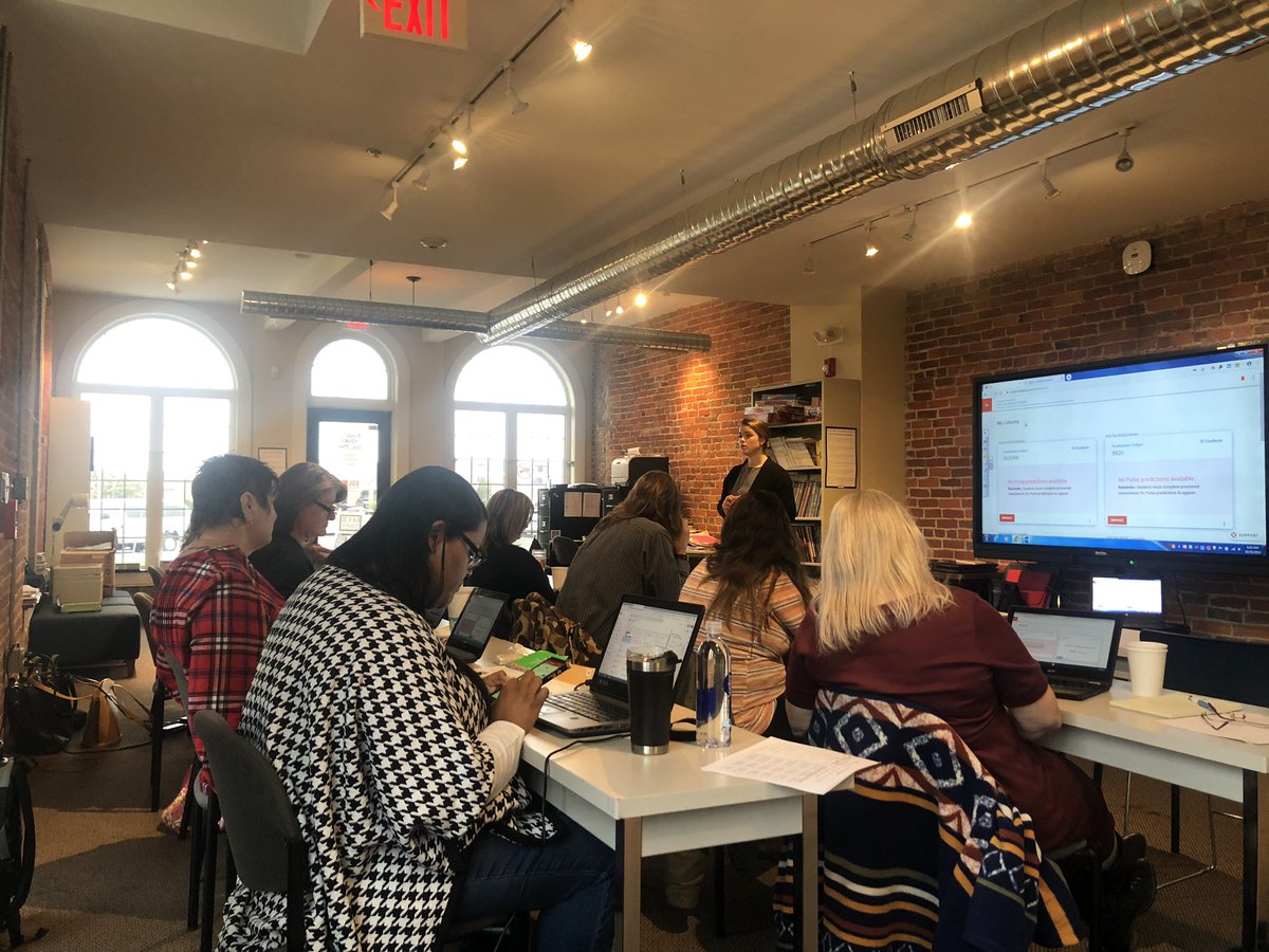 lsokolscott's tweet photo. LPN staff working with ATI Representative, learning more about using ATI as a curriculum resource. #E2CCB #superintendentsday #WeAreExperts https://t.co/h3va9lirIL