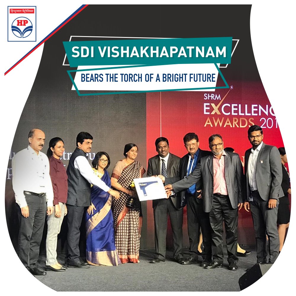 HPCL's tweet photo. #HPCL shares this moment of pride with SDI Vishakhapatnam for being adjudged as Winner in the SHRM HR Excellence Awards 2019 in the category “Excellence in Community Impact”! @sdivisakh https://t.co/zcjcu6PN5c