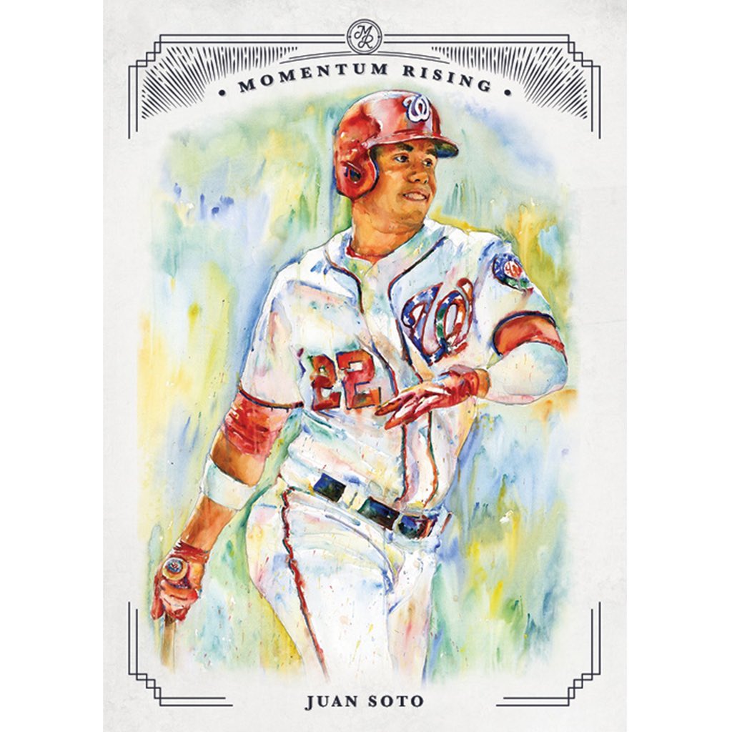 Hey <a href="/Nationals/">Washington Nationals</a> ! What shape is Juan Sotos <a href="/topps/">Topps</a> baseball card in?! Good luck tonight!!