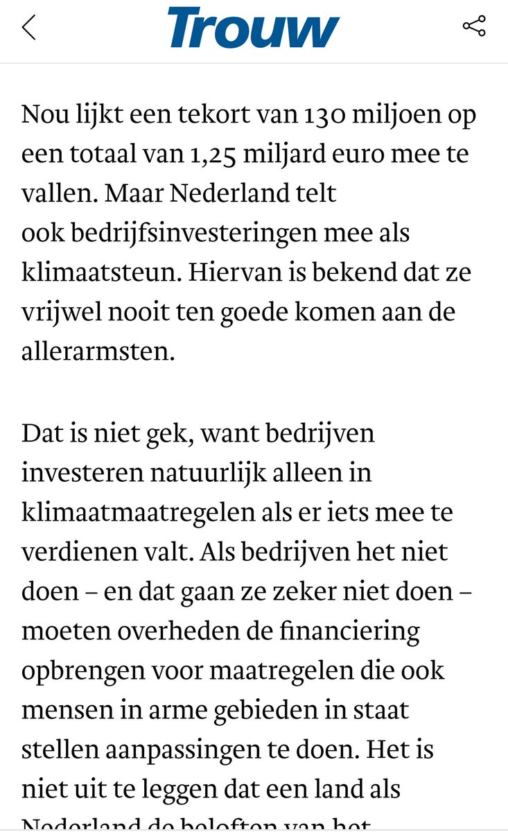 Nederland geeft veel te weinig steun aan ontwikkelingslanden om zich te wapenen tegen de gevolgen van de klimaatcrisis (ondanks de afspraken in het Klimaatakkoord van Parijs) trouw.nl/opinie/het-is-…