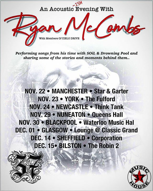 CIElODRIVEUK's tweet photo. Very happy to say that I'll be back on tour at the end of November with @ryanmccombs37 playing a selection of songs from his time with @soil_official and @Drowning that we have reworked. Get your tickets! 👇🏼👇🏼👇🏼 https://t.co/nBTvbUfAQz

#IndependentMusic 
#Unsigned 
#LiveMusic … https://t.co/aN68Hbj61I