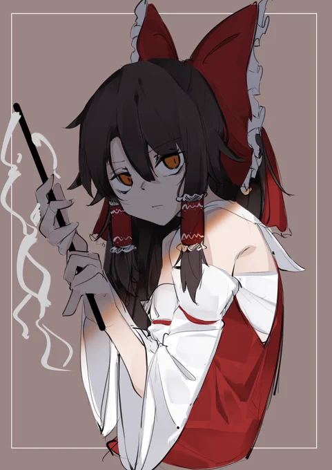 #深夜の真剣お絵描き60分一本勝負 
遅刻 霊夢 