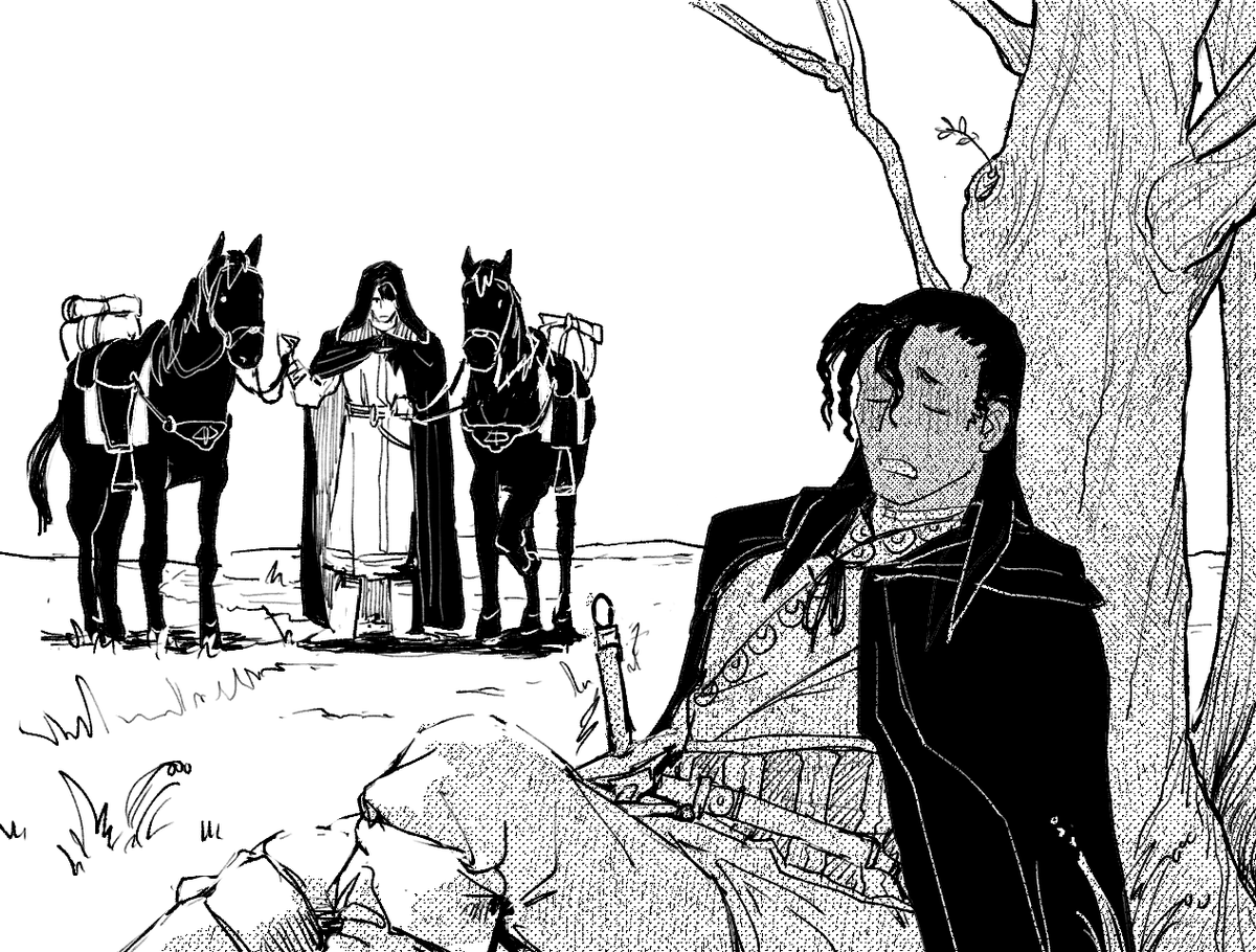 Tatara_Tarou's tweet photo. Day 24-Dizzy
#Khamul 's dizzy from walking in the sun, Angmar's alllmooost like a normal human and can withstand the sun fairly well.
#inktober2019 #inktober2019day24 https://t.co/kbEuIcBkBU