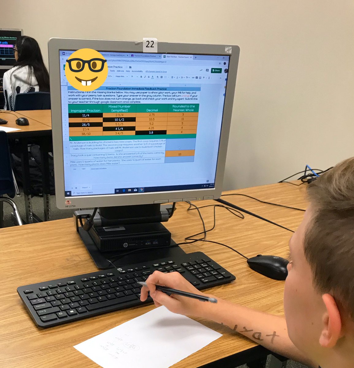 MrsBaudoin's tweet photo. Thanks to the wonderful ideas of @haley_galyean, our 6th graders get immediate feedback on their reponses when working in the computer lab for their weekly Math Mastery Lessons. Conditional formatting changes the color of correct answers! 🎃 ✔️@TomballMath https://t.co/qq19DCl7CN