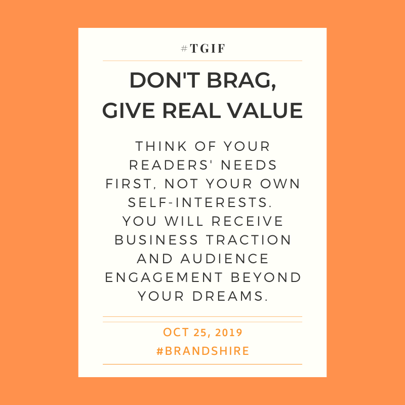 brandshire's tweet photo. The greatest secret in media right now is that your potential customers are most interested in the value-added content that will help them succeed in a given area—not in hearing only promotional information from you.
#TGIF #Nottingham #Notts #VibePayFriday #FridayFeeling #Content https://t.co/qu55I2e7rx