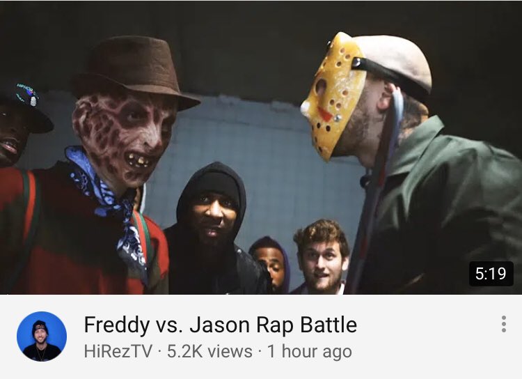 TeamMunroe's tweet photo. Go check out Freddy (@HiRezTheRapper ) vs Jason ( @emiliorojas ) rap battle out now 😂🔥😂🔥  https://t.co/fGIaBCBoOc
#halloweenbars #huglife #reznation #onlyforthefans https://t.co/qTlHnAfMAl